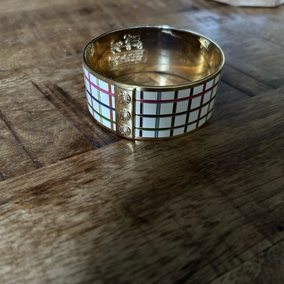 Plaid coach gold bangle bracelet - Picture 1 of 4
